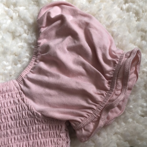 Forever 21 Pink Puffy Sleeve Shirred Crop Top - Picture 3 of 5